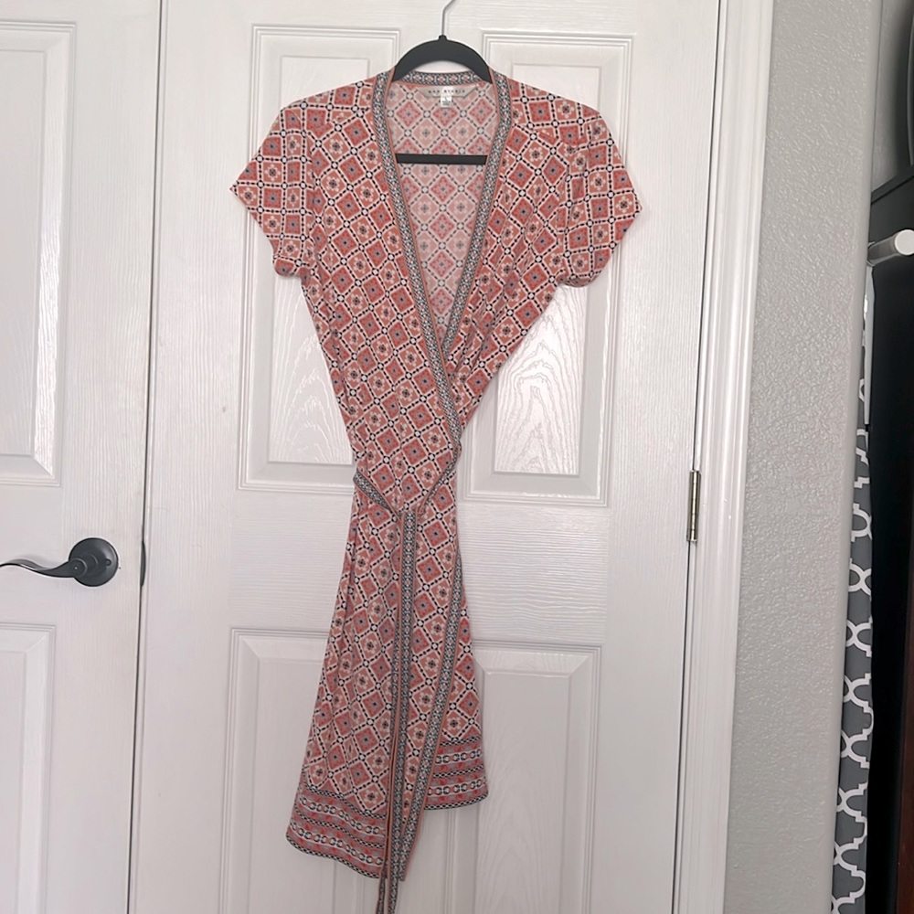Max Studio Coral Patterned Wrap Dress